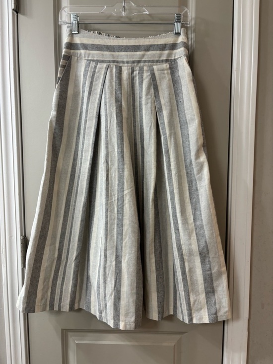 L'ATISTE Pants - L'ATISTE Striped Wide Leg Pants in Gray and Cream